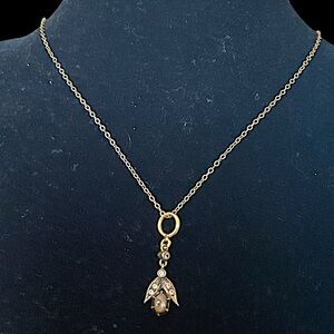 Vintage Black Gem Cabochon Gold Filled Necklace